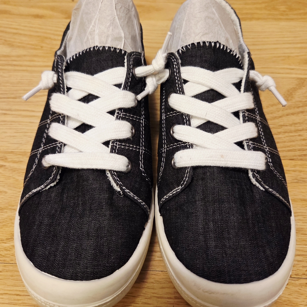 Jellypop Black Canvas Sneakers with White Accents